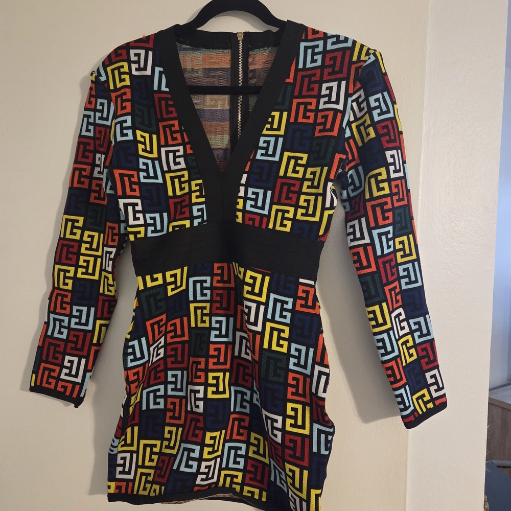 Multicolor Geometric Pattern Dress - Picture 4 of 4